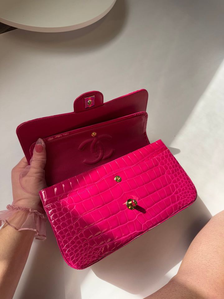 Chanel Fuchsia Alligator Medium Classic Flap Bag