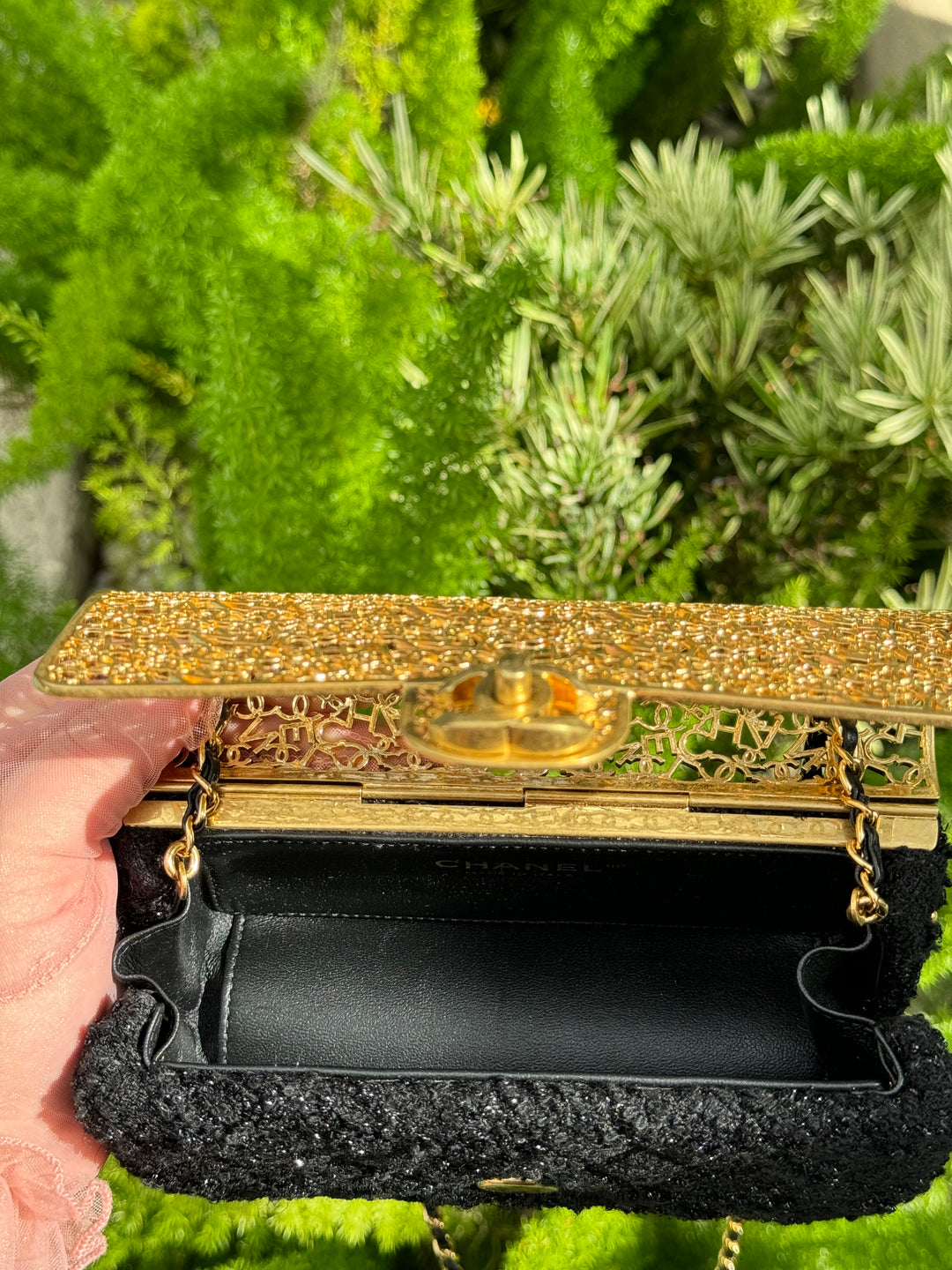 Chanel 2022 Limited Edition Tweed Mini Cage Minaudiere Crossbody