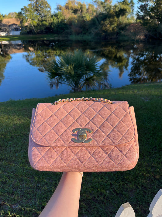 Chanel Light Pink Quilted Caviar XL Jumbo Single Flap