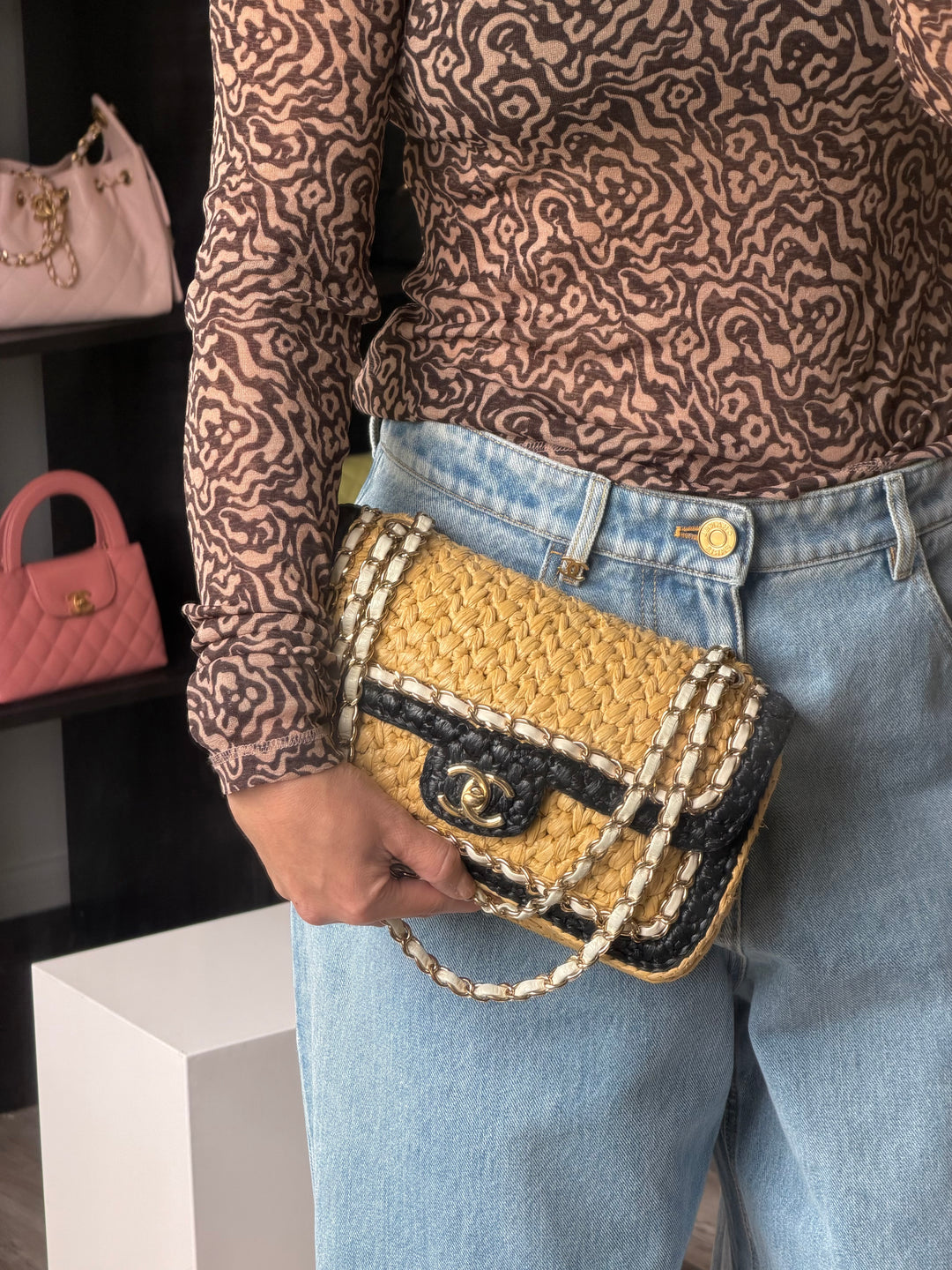 Chanel 24C Venice Beach Medium Braided Raffia Flap Bag