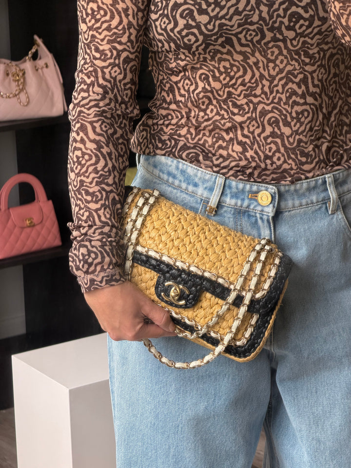 Chanel 24C Venice Beach Medium Braided Raffia Flap Bag