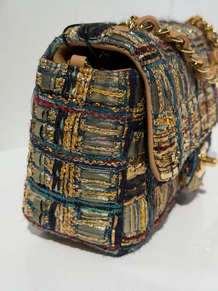 Chanel 19A Egyptian Mini Rectangular Flap Multicolor Tweed with Gold Hardware 2019