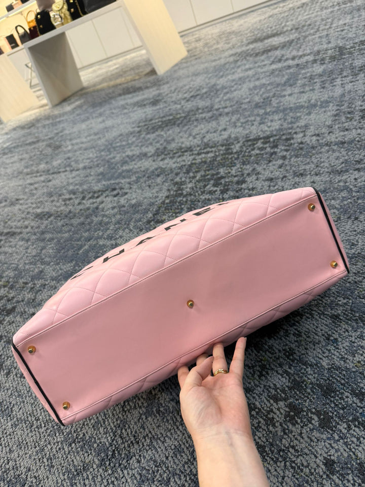 Chanel 1995 Pink CC Calfskin Duffle Bag