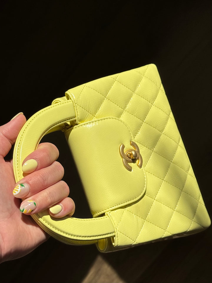 Chanel 2025 Yellow Shiny Calfskin Mini Kelly