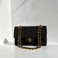 Chanel 1997 Small 24K Black Camellia Classic Flap Bag