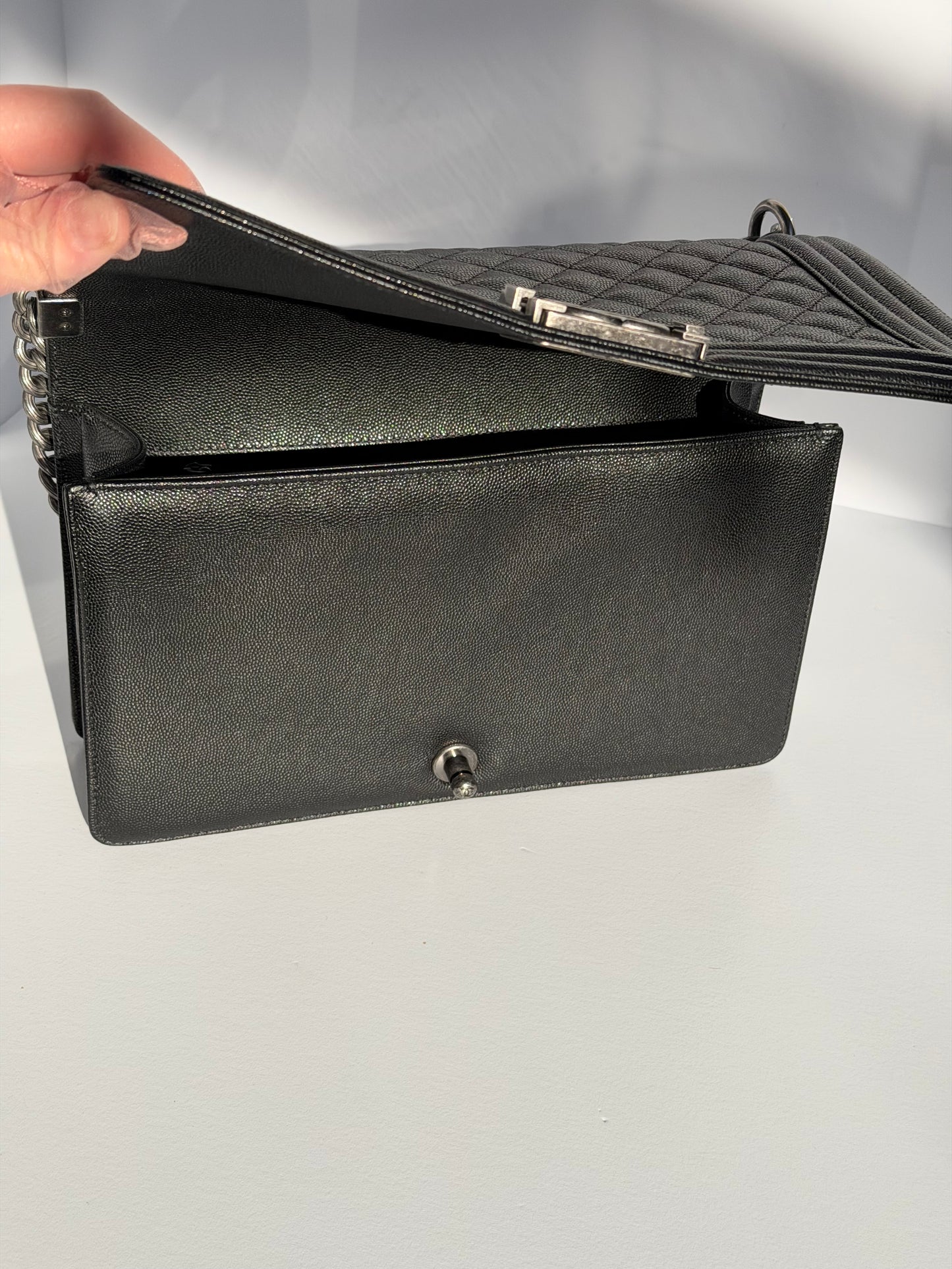 Chanel 17P Black Caviar New Medium Boy Bag