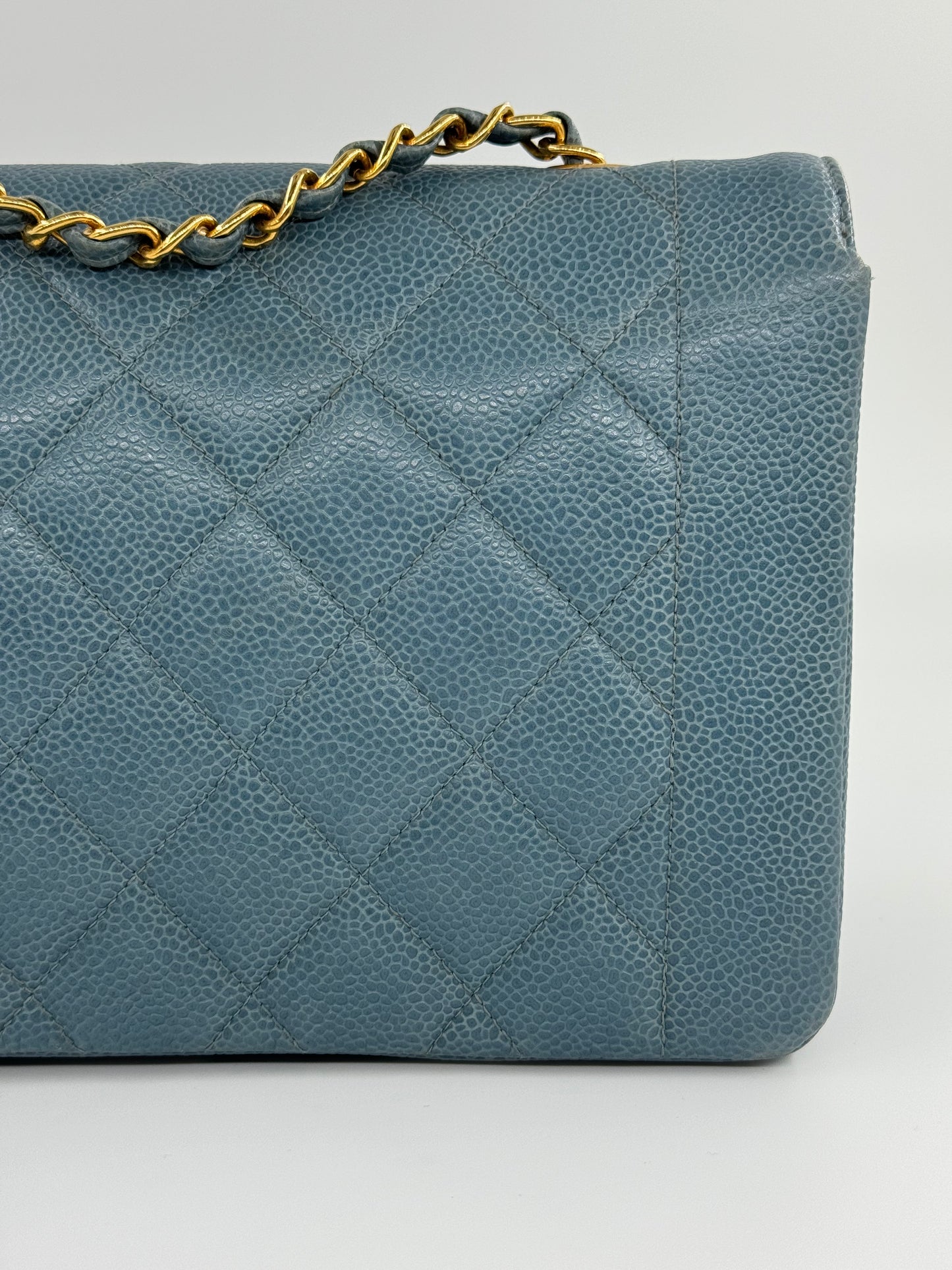 Chanel Baby Blue 24K Medium Caviar Diana Flap Bag