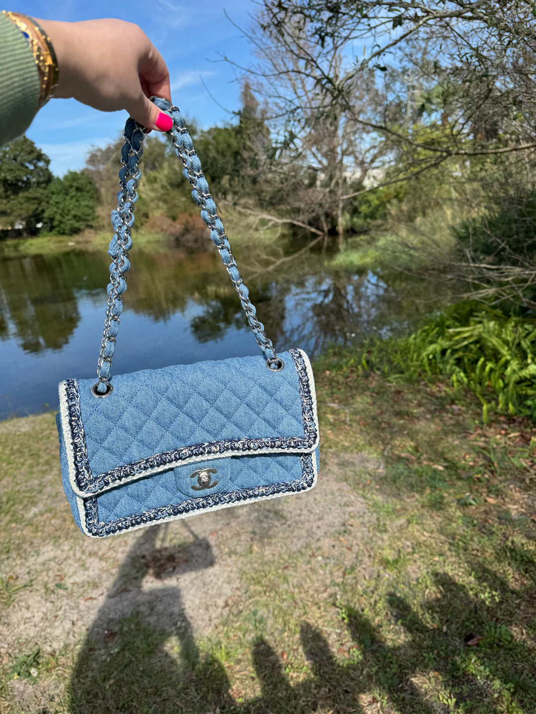Chanel Medium Denim Braided Single Flap