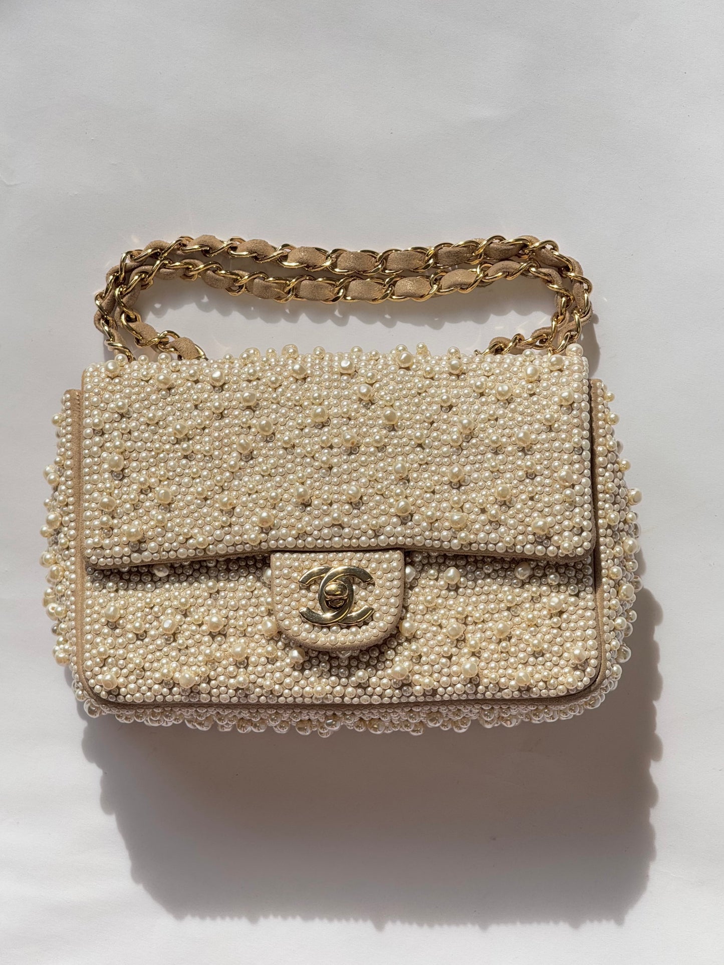 Chanel 17A Ritz Pearl Embellished Mini Rectangular Flap Bag