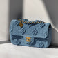 Chanel 24P Blue Braided Raffia Mini Flap Bag