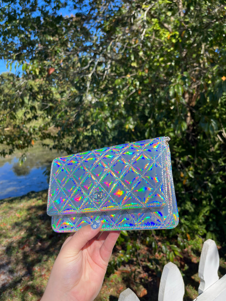 Chanel 21S Silver Hologram Iridescent WOC