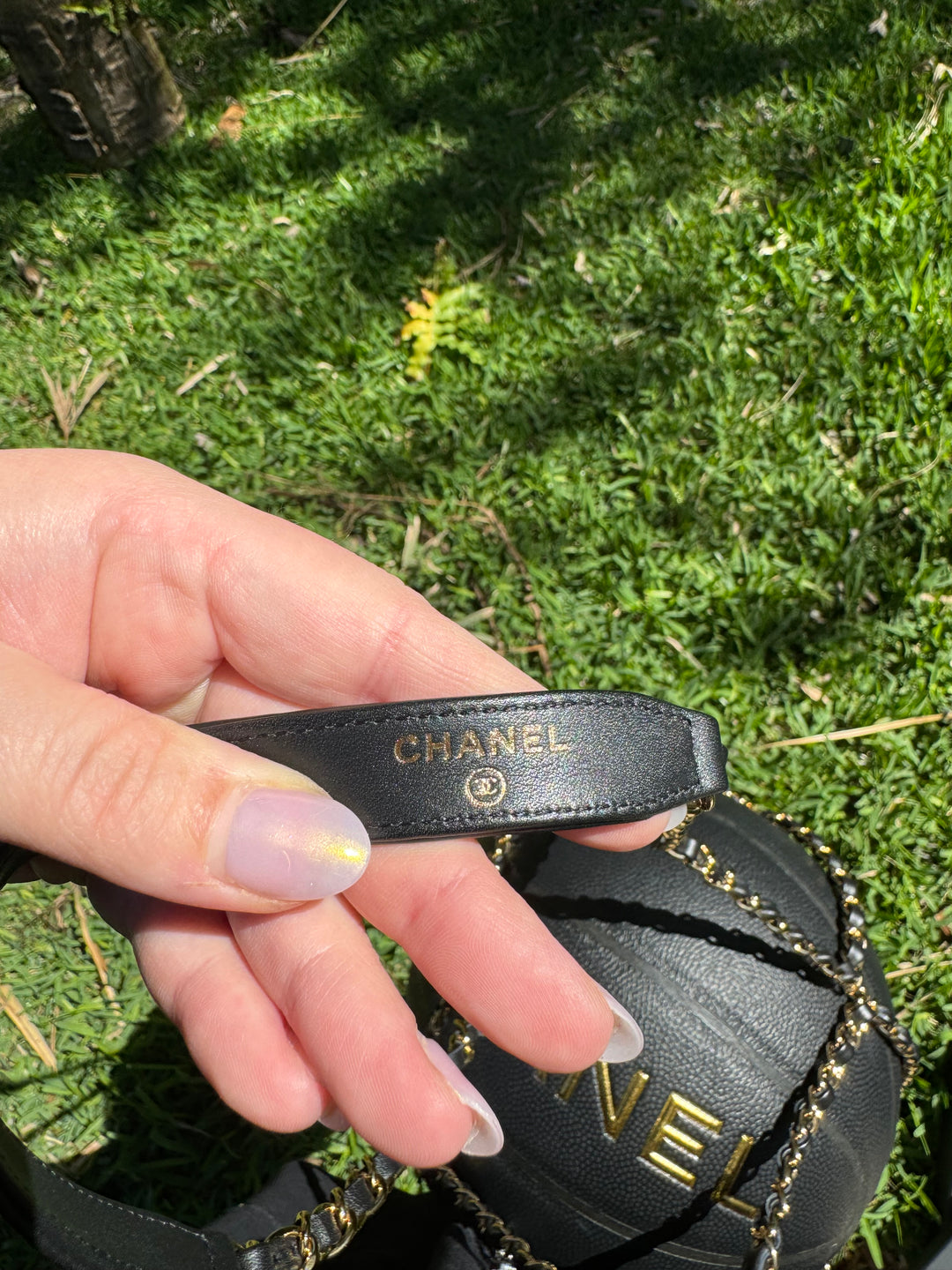 Chanel 2019 Black Rubber Basketball and Black Calfskin Net Chain