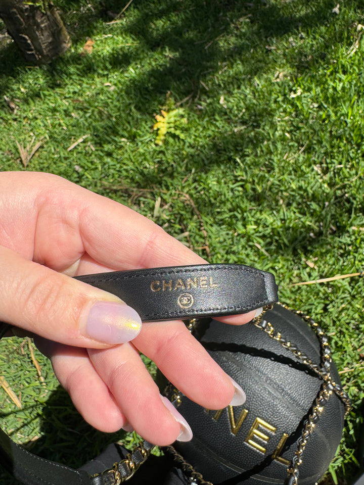 Chanel 2019 Black Rubber Basketball and Black Calfskin Net Chain