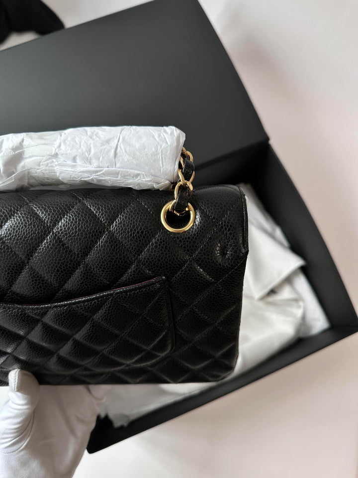 Chanel Black Medium Caviar Double Flap Bag GHW