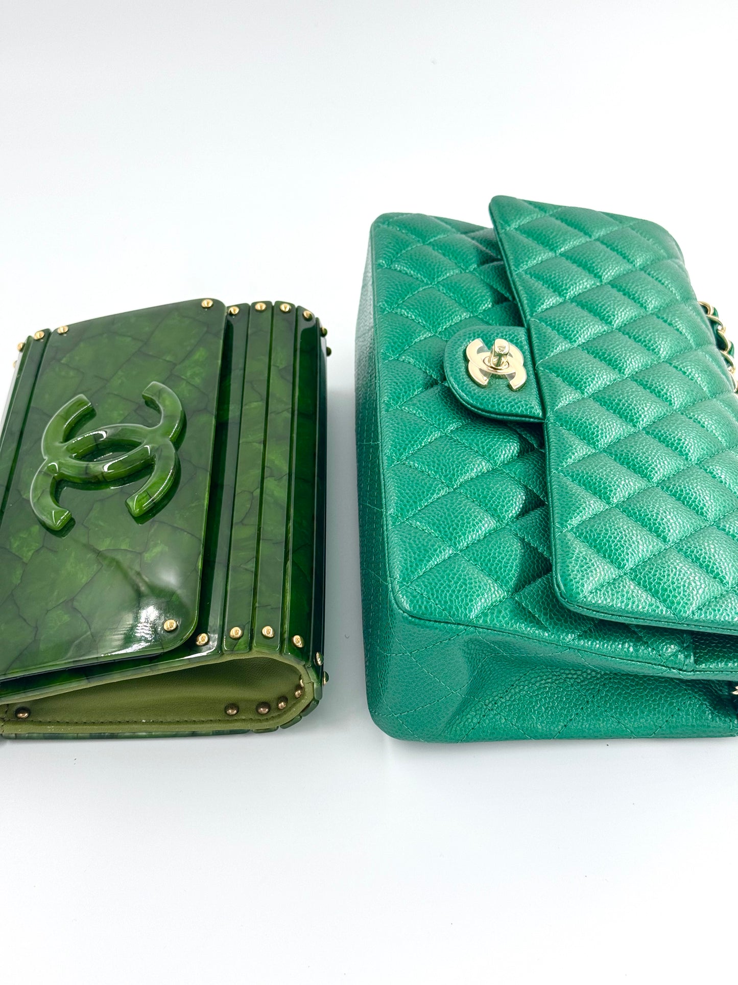 Chanel RARE Green Tortoise Minaudiere Crossbody