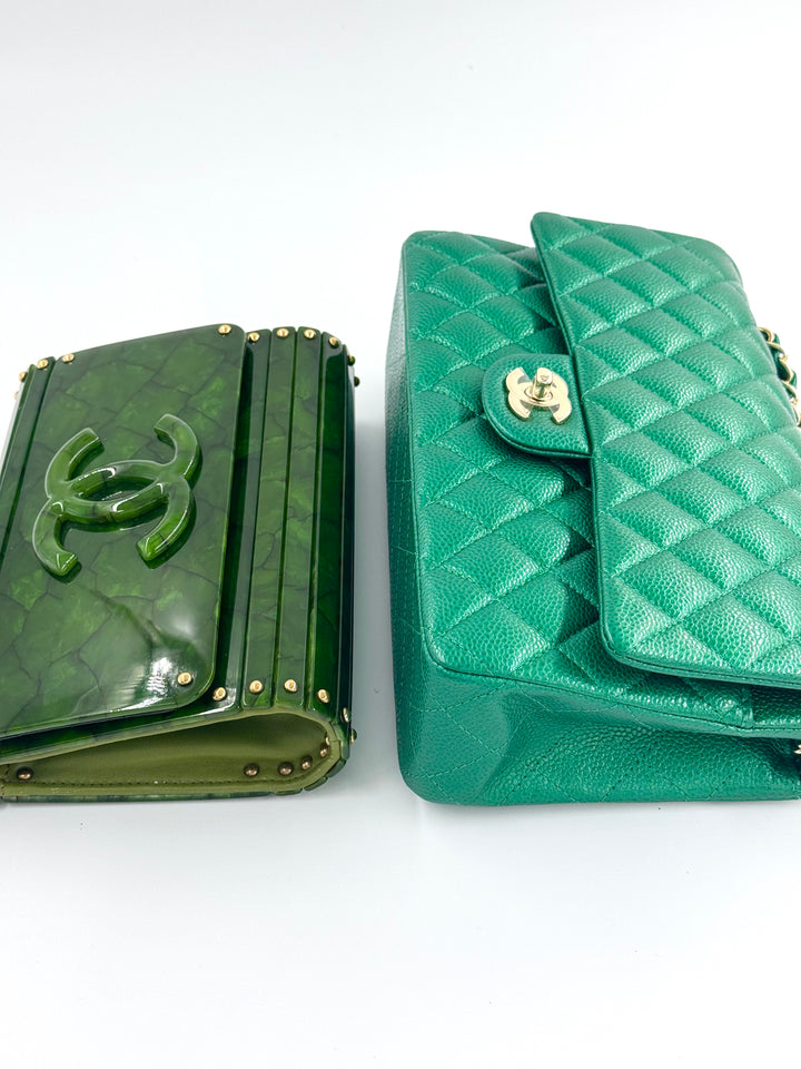 Chanel RARE Green Tortoise Minaudiere Crossbody