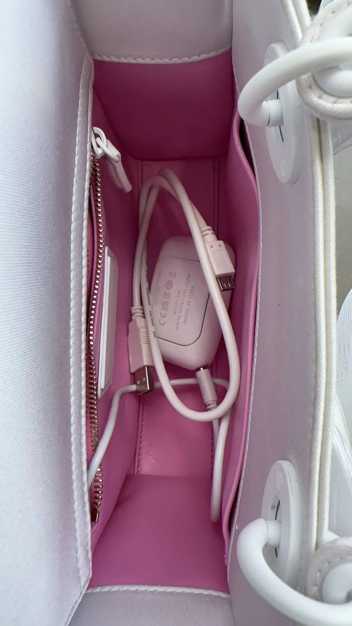 2023 Lady Dior Small White LED Twill Embellished Bag