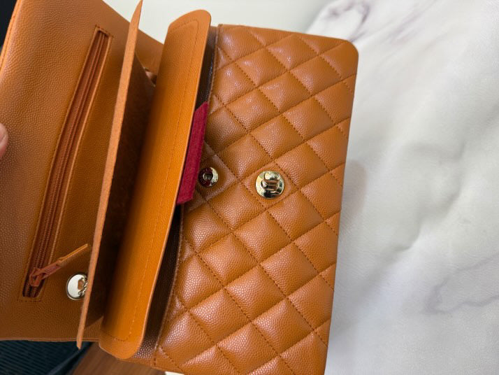 Chanel 21A Small Caramel Caviar Classic Flap Bag + LGHW
