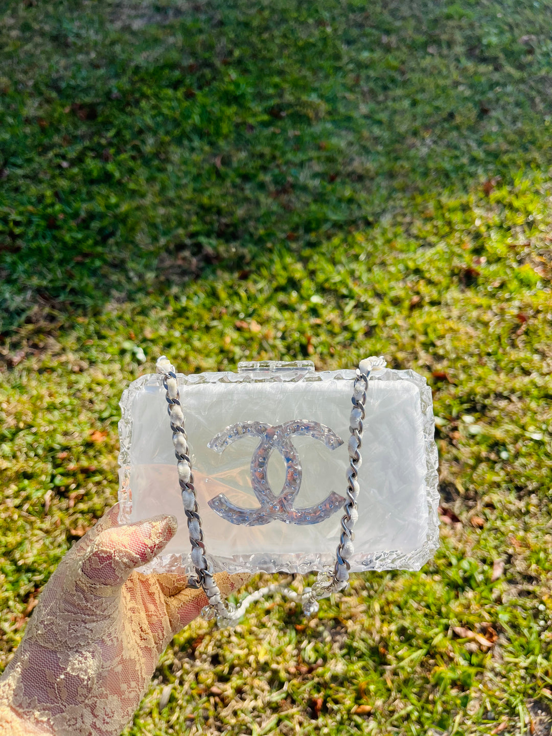 Chanel RARE Runway Acrylic Crystal CC Ice Cube Clutch