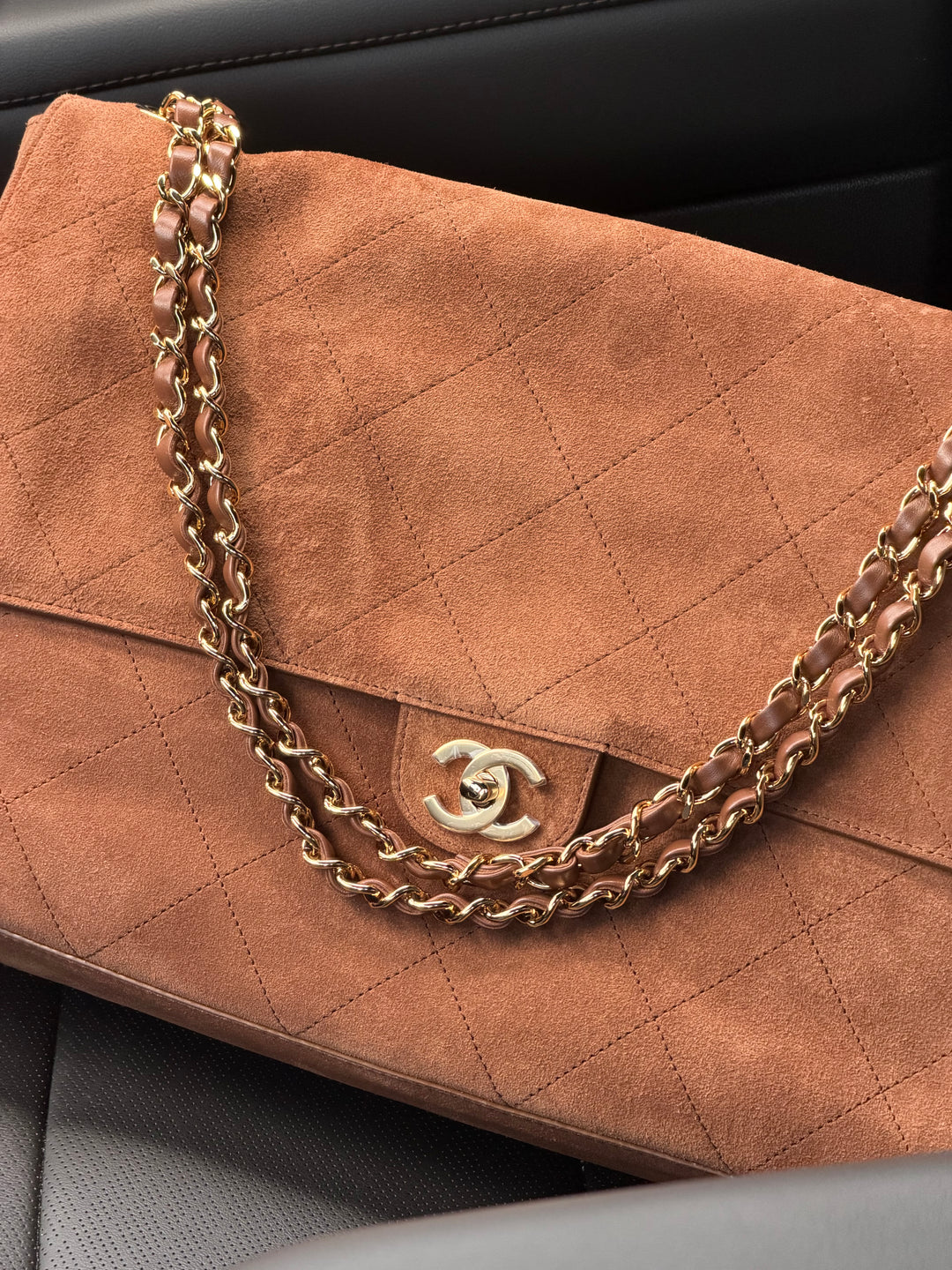 Chanel Maxi Flap Souplissimo Suede Calfskin Camel Gold Hardware 2026