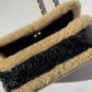 Chanel Black Shiny Crumpled Sheepskin and Shearling Mania Flap