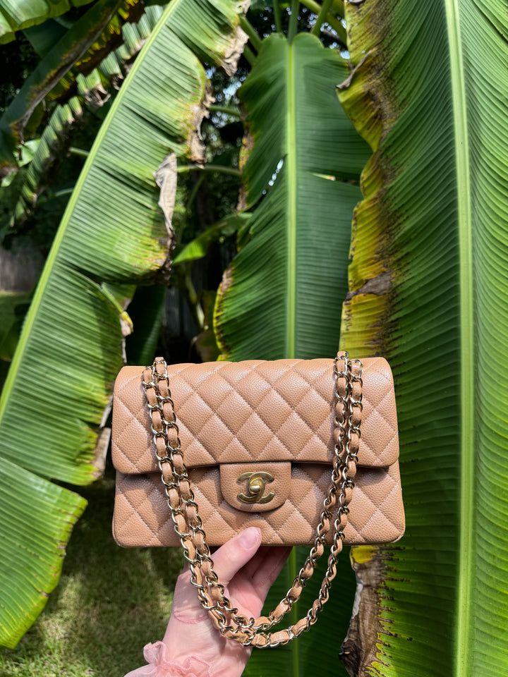 Chanel 18S Small Dark Beige Caviar Double Flap