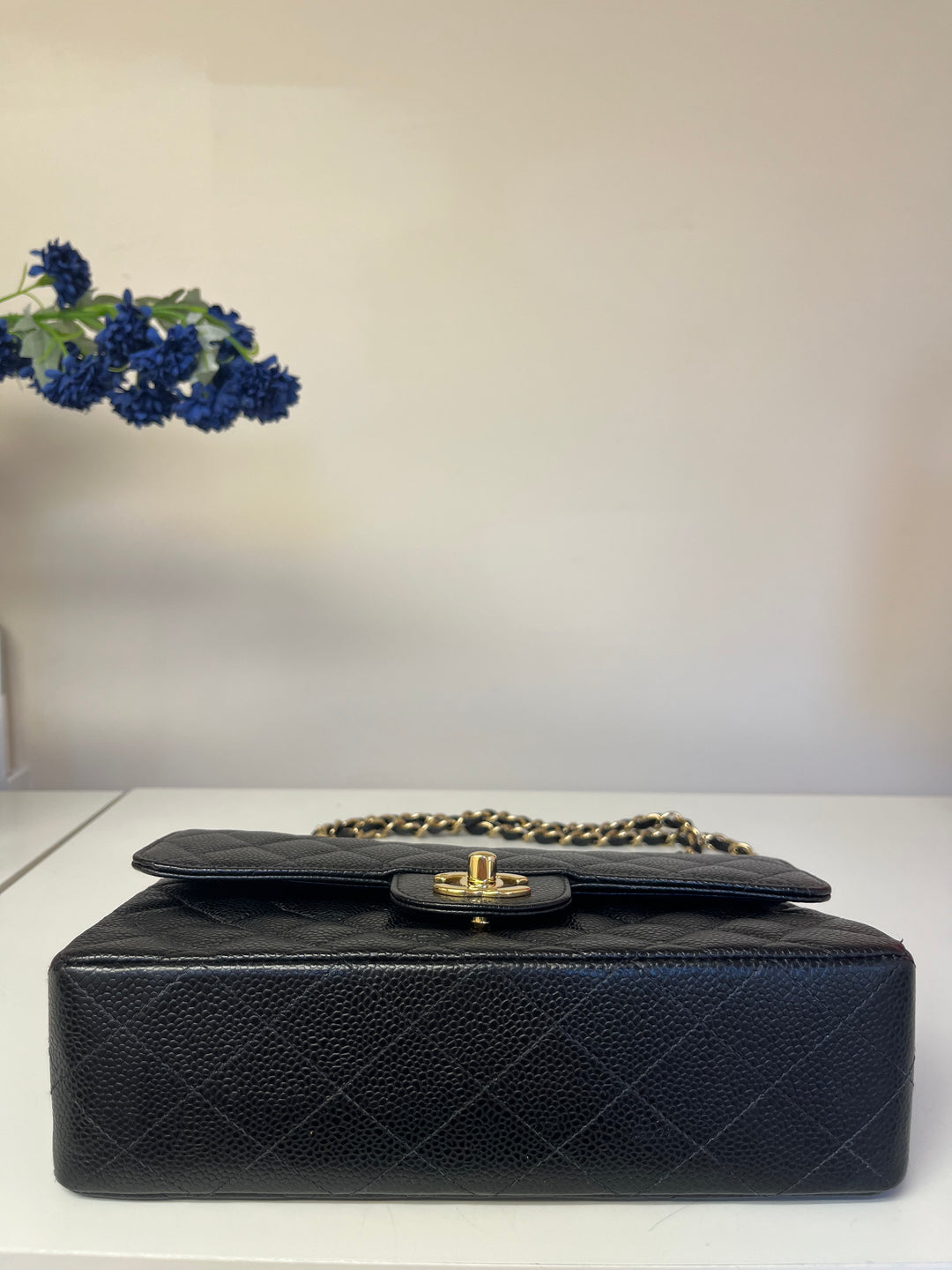 Chanel 7 Series Black Small Vintage Caviar Classic Flap Bag