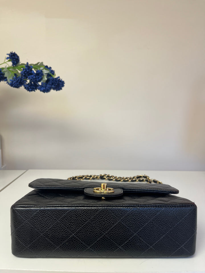 Chanel 7 Series Black Small Vintage Caviar Classic Flap Bag