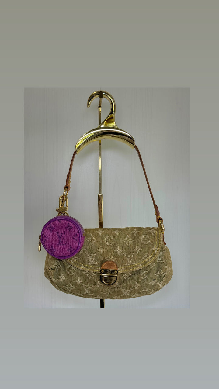 Louis Vuitton Green Monogram Denim Mini Pleaty + Coin Pouch