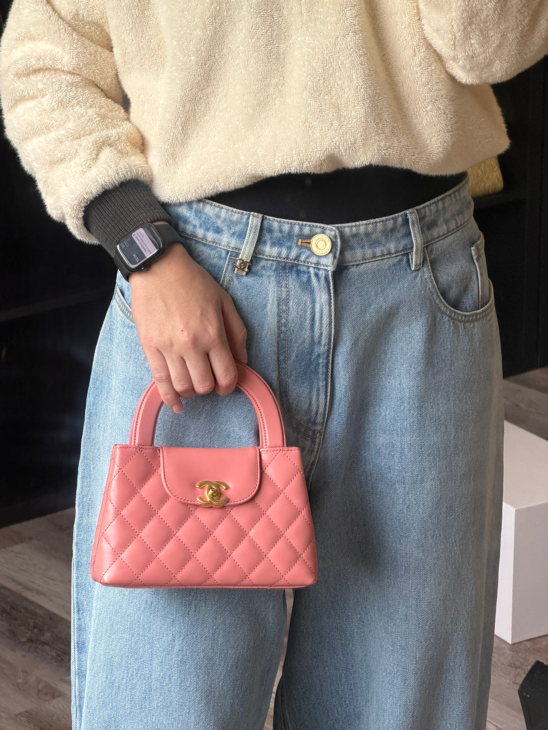 Chanel Medium Kelly Aged Calfskin Pink Gold Hardware 23K