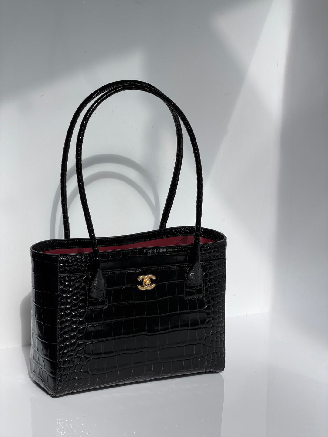 Chanel Mini Shopping Bag Crocodile Embossed Calfskin Black 2026