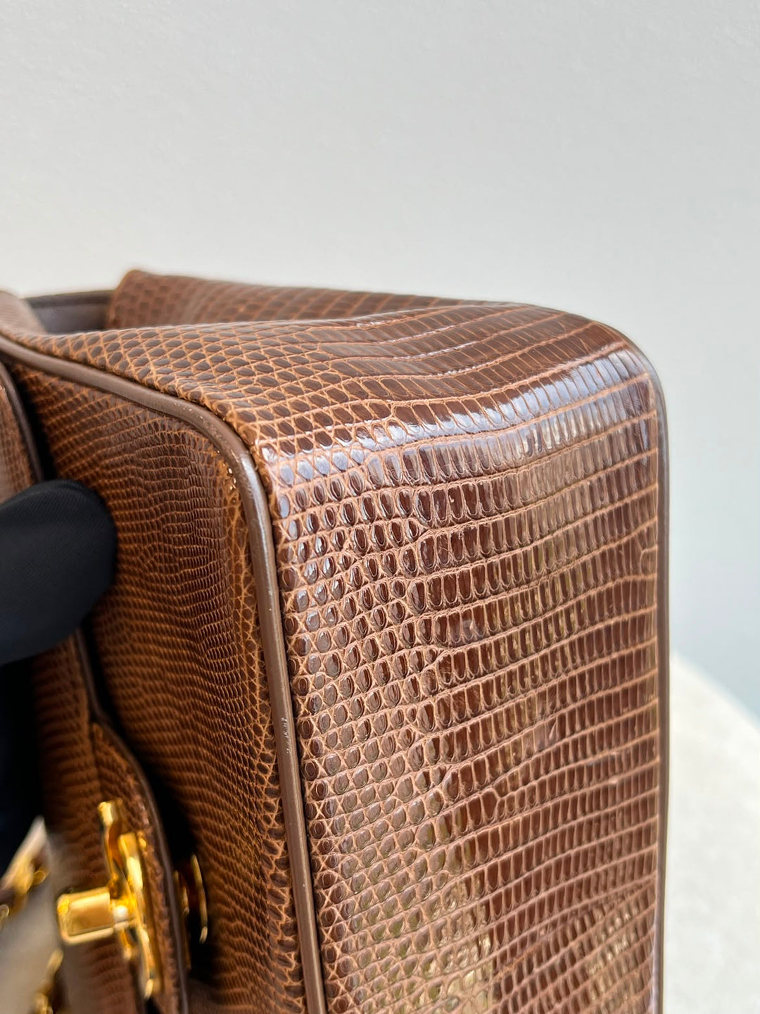 Chanel Brown Vintage Lizard Mini Square Flap Bag 1986