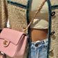 Chanel Sakura Pink Vintage Lizard Mini Square Flap Bag