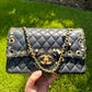 CHANEL 2019 PIERCING CHARMS BLACK MEDIUM CLASSIC DOUBLE FLAP BAG