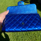 Chanel Classic Flap Patent Metallic Blue Frame Clutch