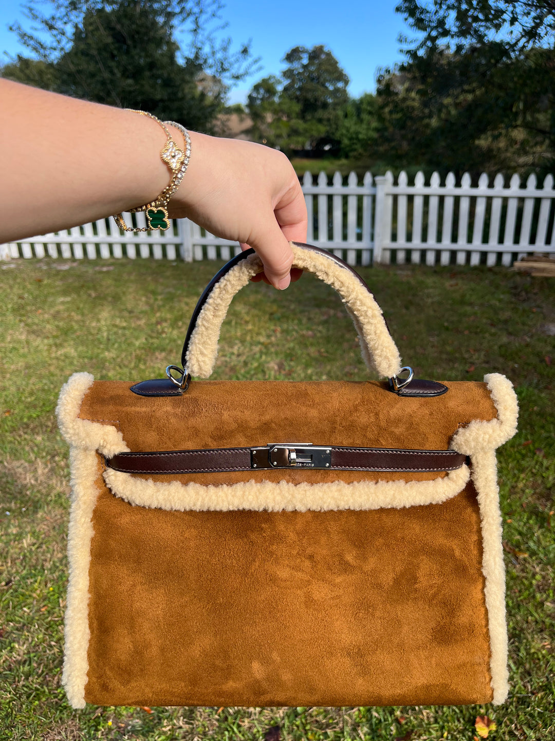 Hermes Shearling Teddy Kelly 35 PHW