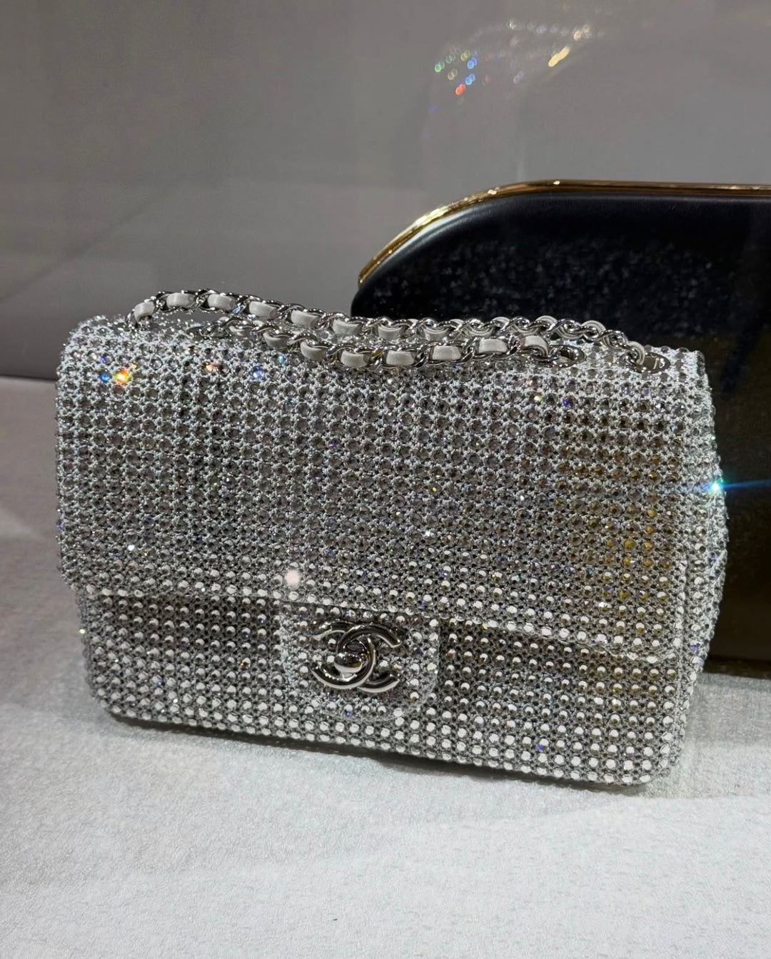 Chanel Mini Flap Bag Silver Crystal Crochet Silver Hardware Métiers D’Art 2026