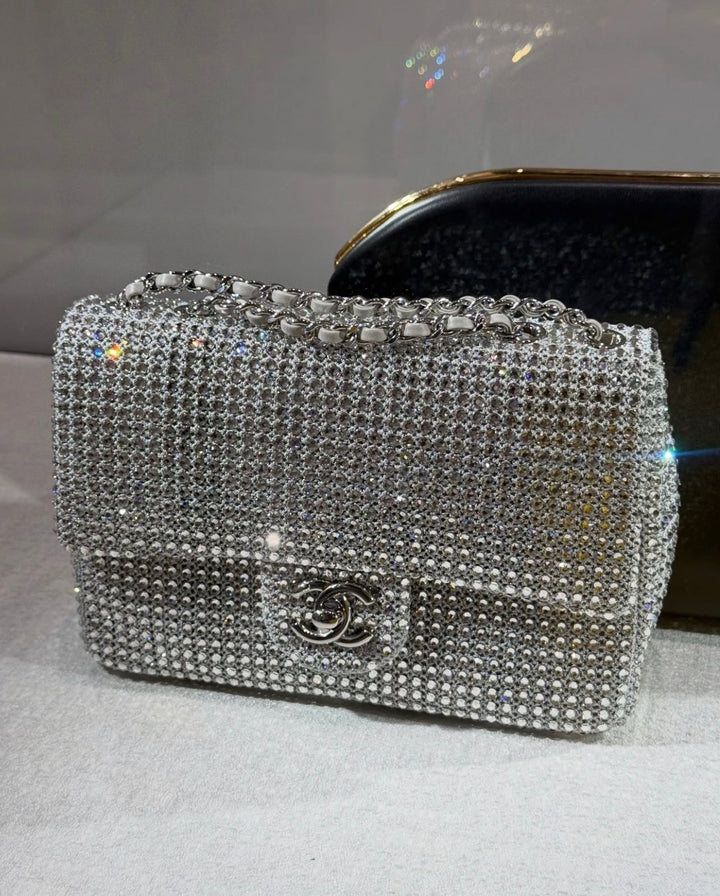 Chanel Mini Flap Bag Silver Crystal Crochet Silver Hardware Métiers D’Art 2026