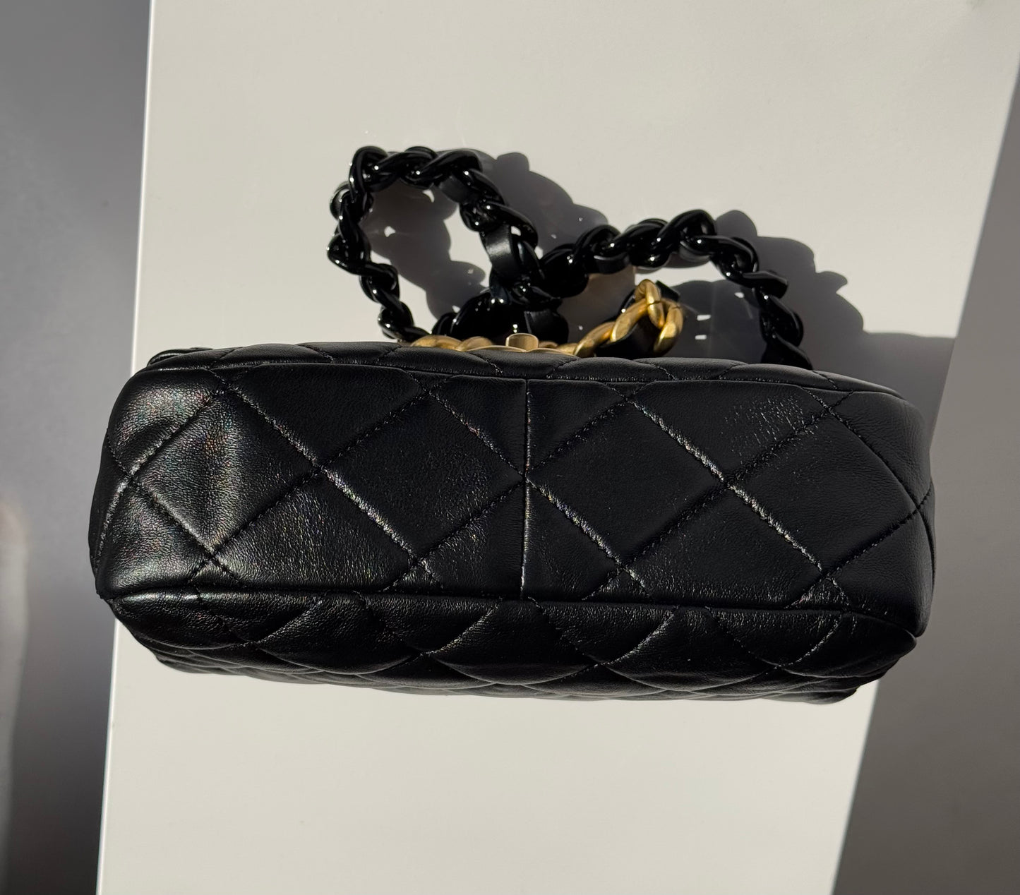 Chanel Lacquered Metal Small CC Lambskin Flap Bag