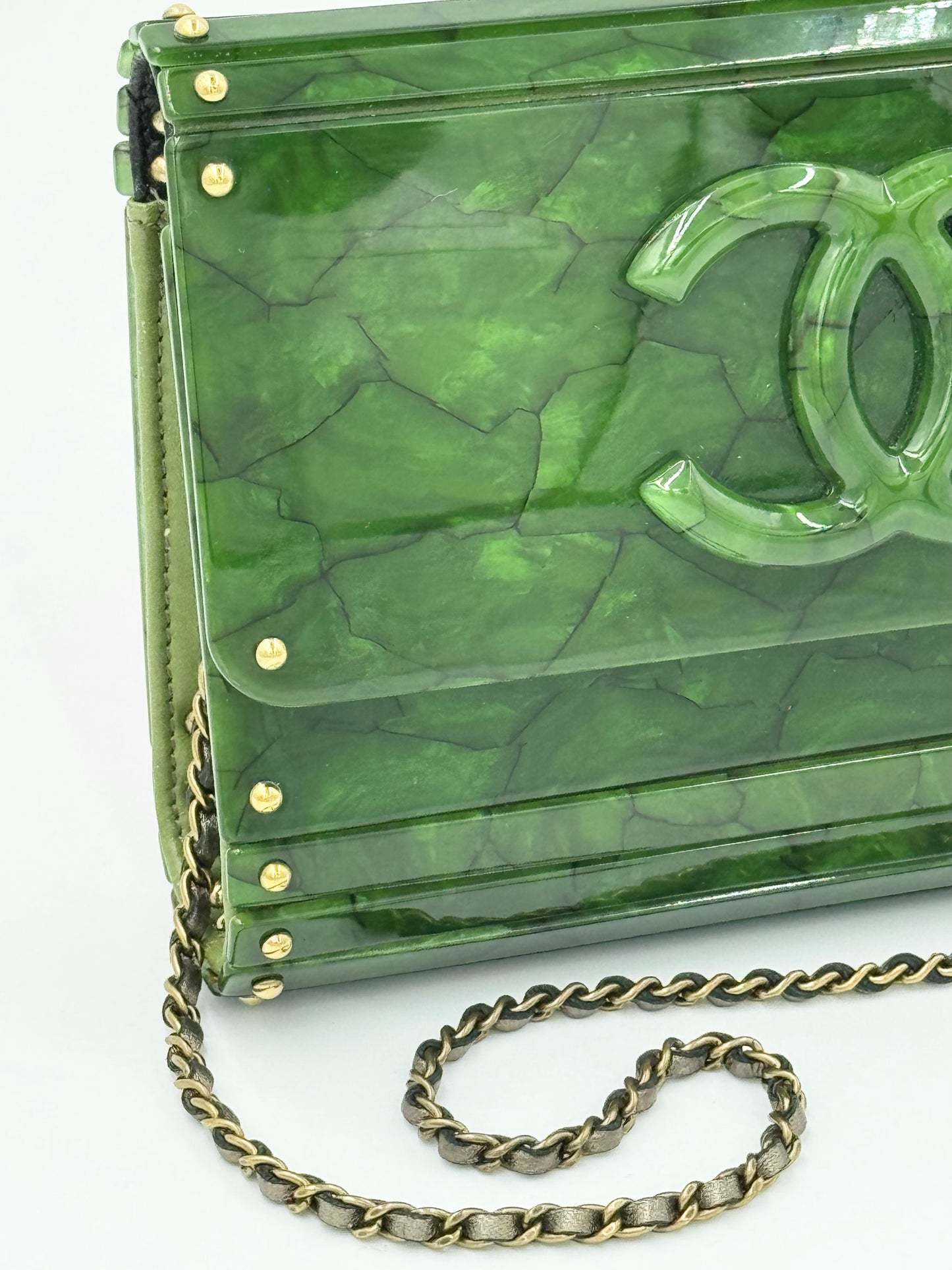 Chanel RARE Green Tortoise Minaudiere Crossbody