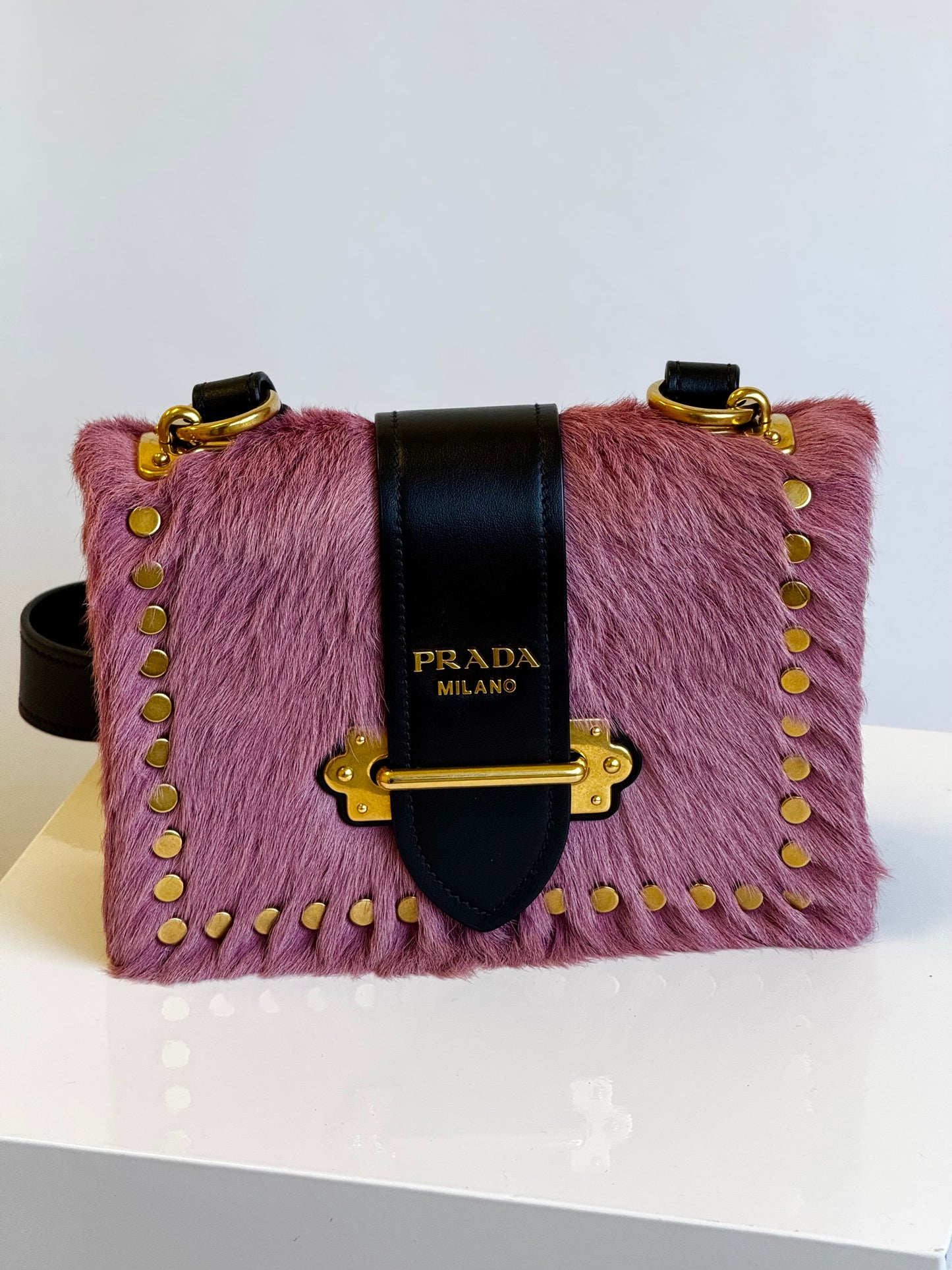 Prada Calf Hair Pink Cahier Crossbody Bag