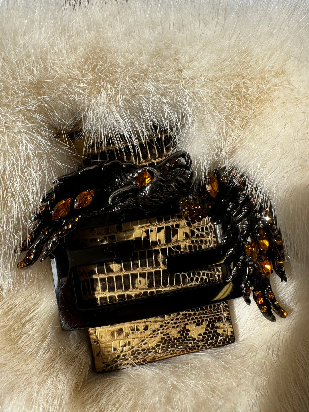 Fendi Mini Mink Fur Embellished Baguette