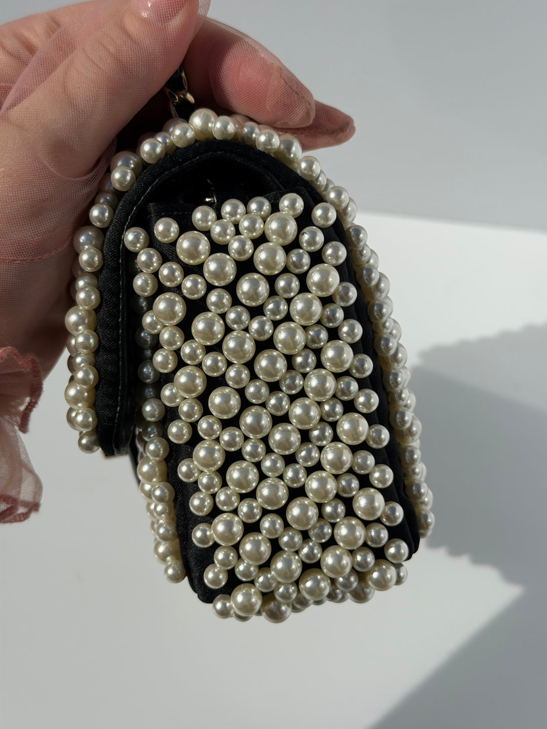 Chanel 19S Pearl Embellished Mini Rectangular Flap Bag