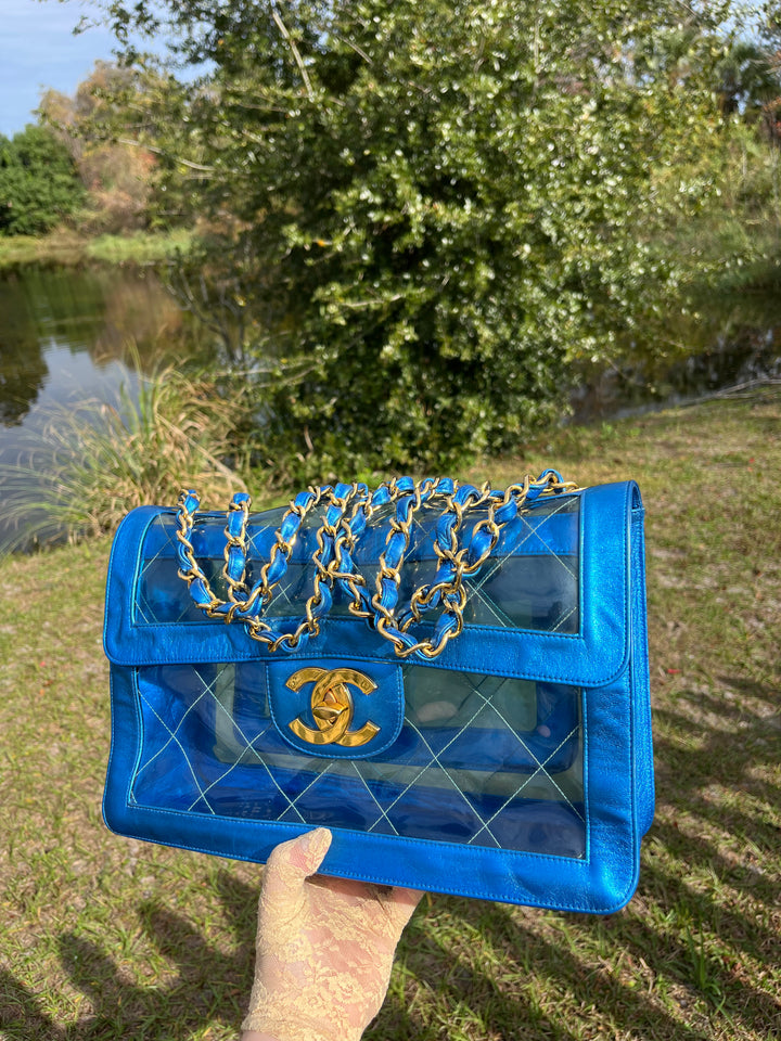 Chanel Iridescent PVC Maxi Lambskin Flap Bag