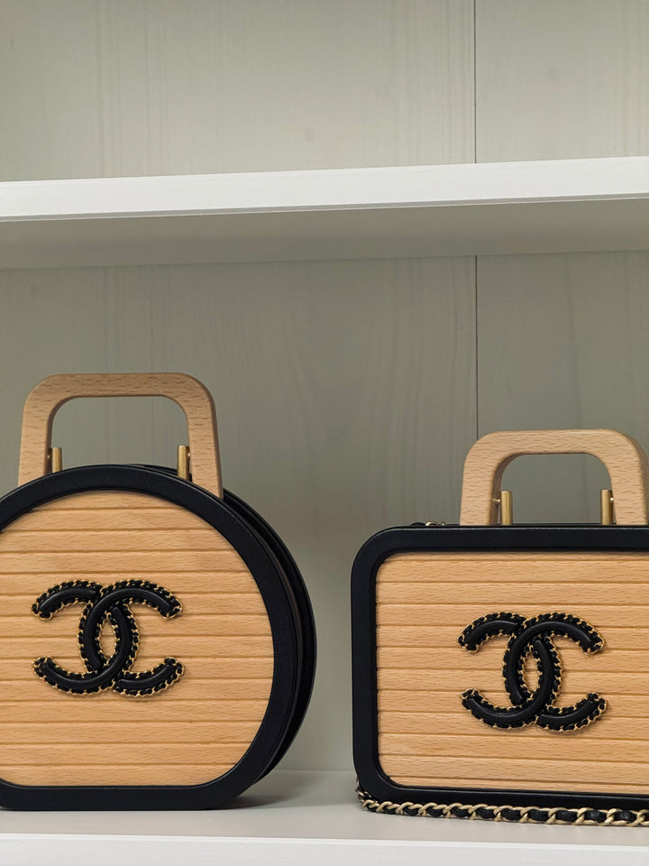 Chanel 2022 Round Beech Wood Vanity Case