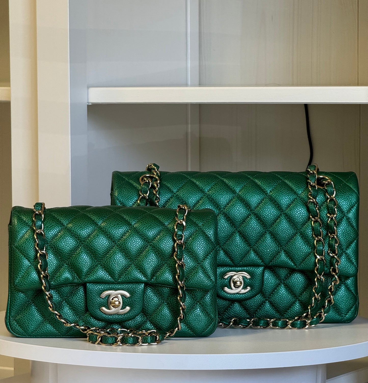 Chanel 18S Emerald Green Caviar Mini Flap Bag