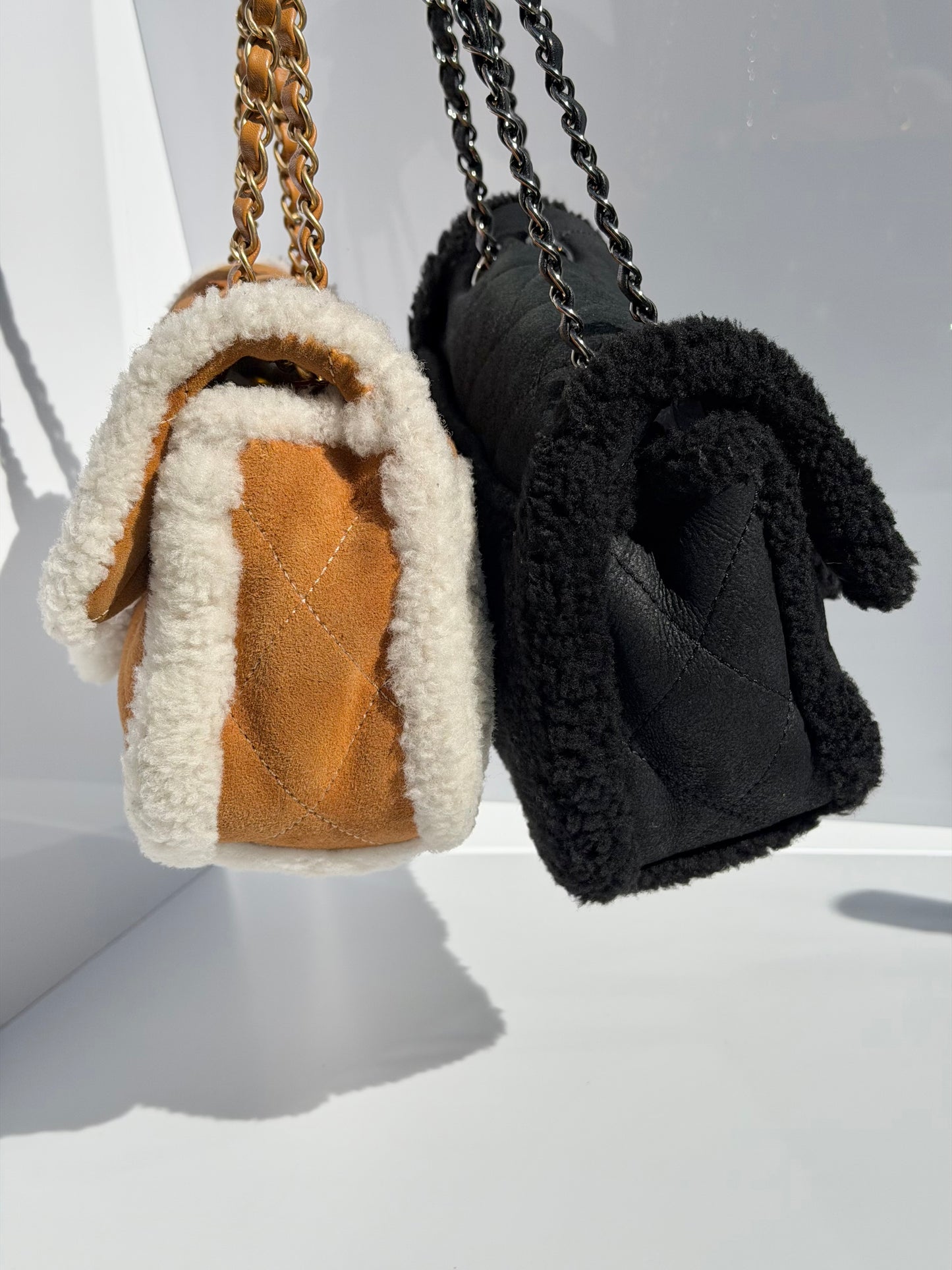 Chanel Medium Black Shearling Coco Neige Flap