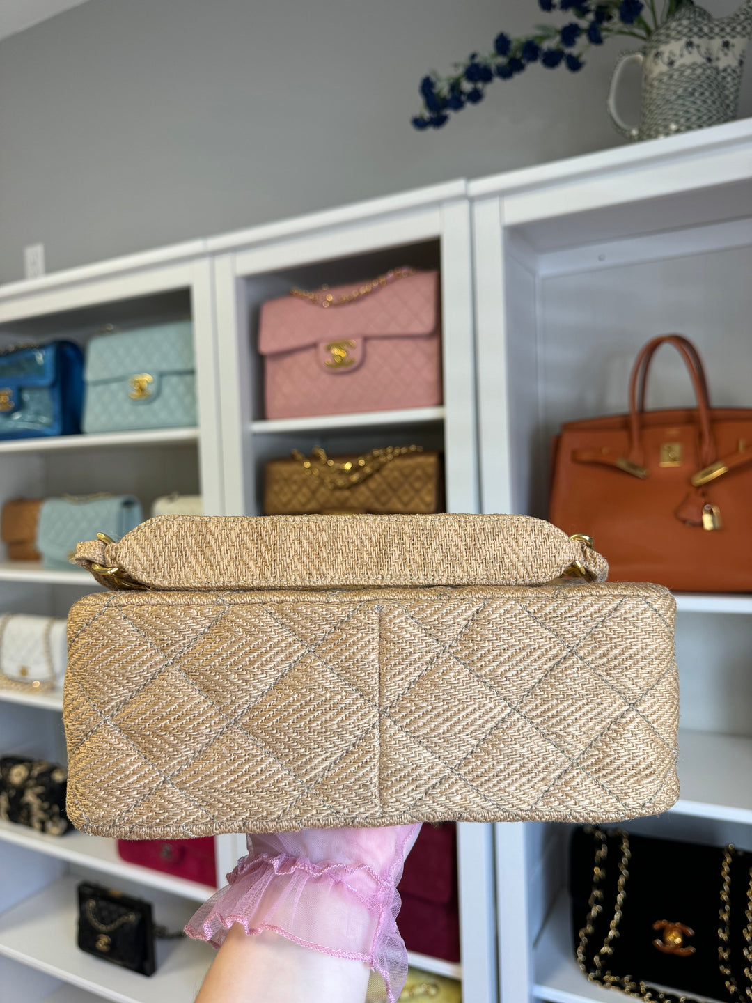 Chanel 24K Vintage Raffia Large Flap