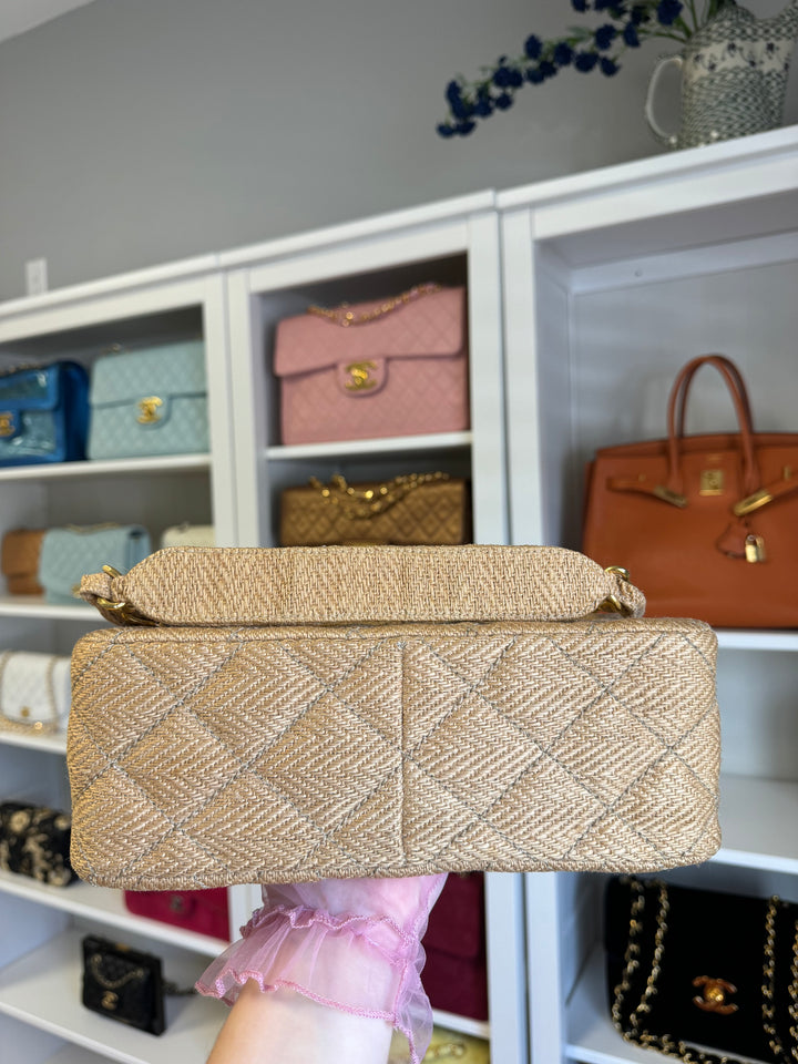 Chanel 24K Vintage Raffia Large Flap