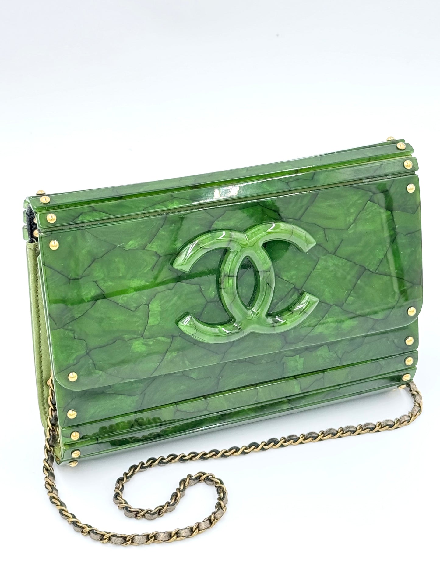 Chanel RARE Green Tortoise Minaudiere Crossbody